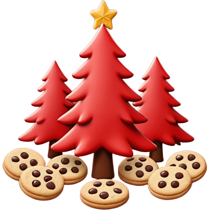 Christmas wallpaper with emoji trees cookies chilling all in red colour emoji