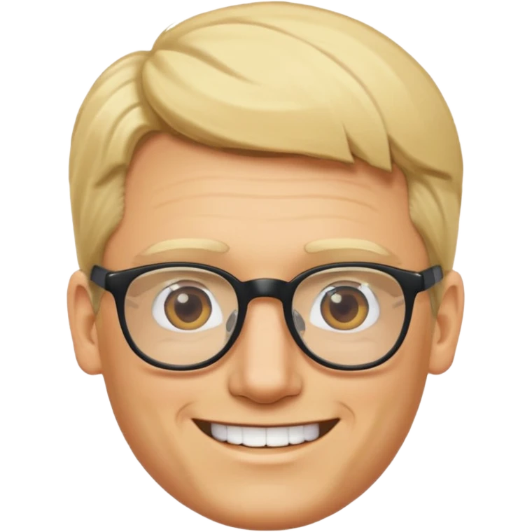 blond man wearing  earrings, wearing glassess, with no beard emoji