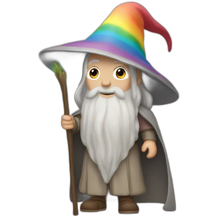 gandalf wearing a rainbow cape emoji