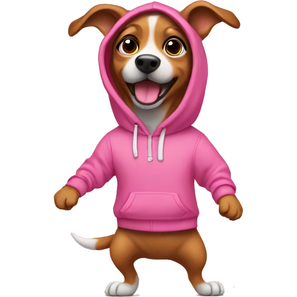 Dog wearing pink hoodie dancing  emoji