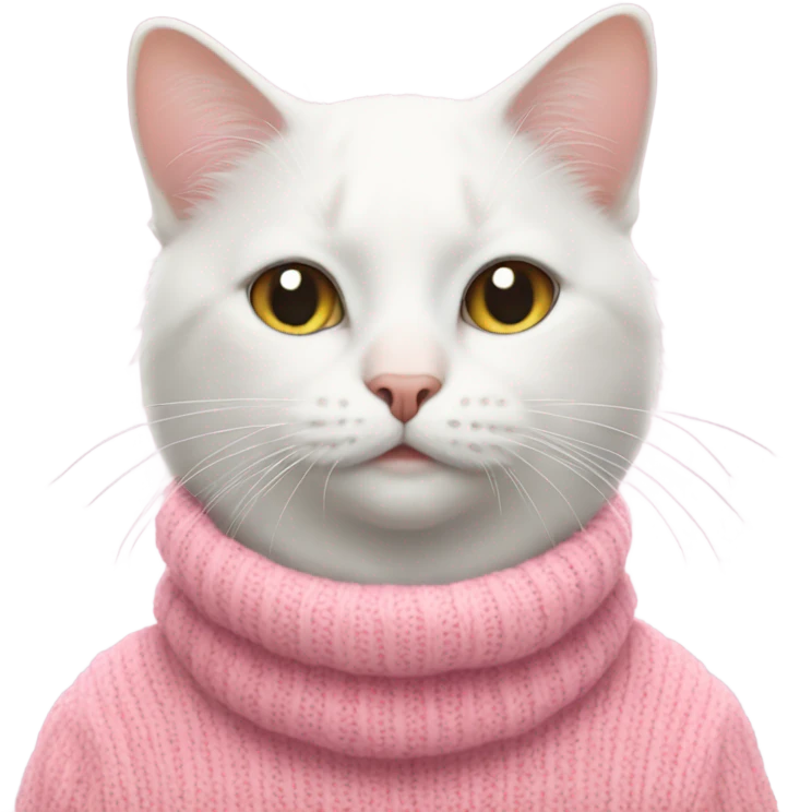 White cat wearing pink swester emoji