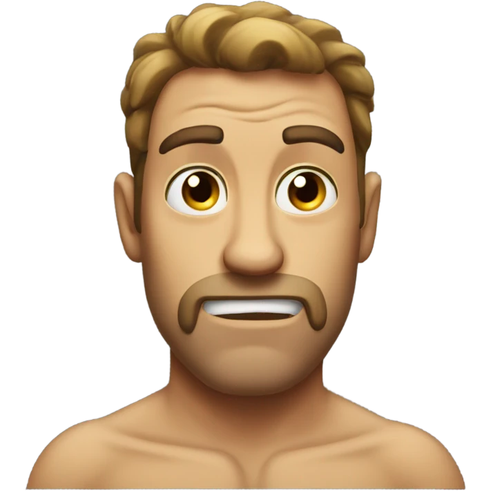 Guy with lazy eye pounding his chest with his fist sideways  emoji