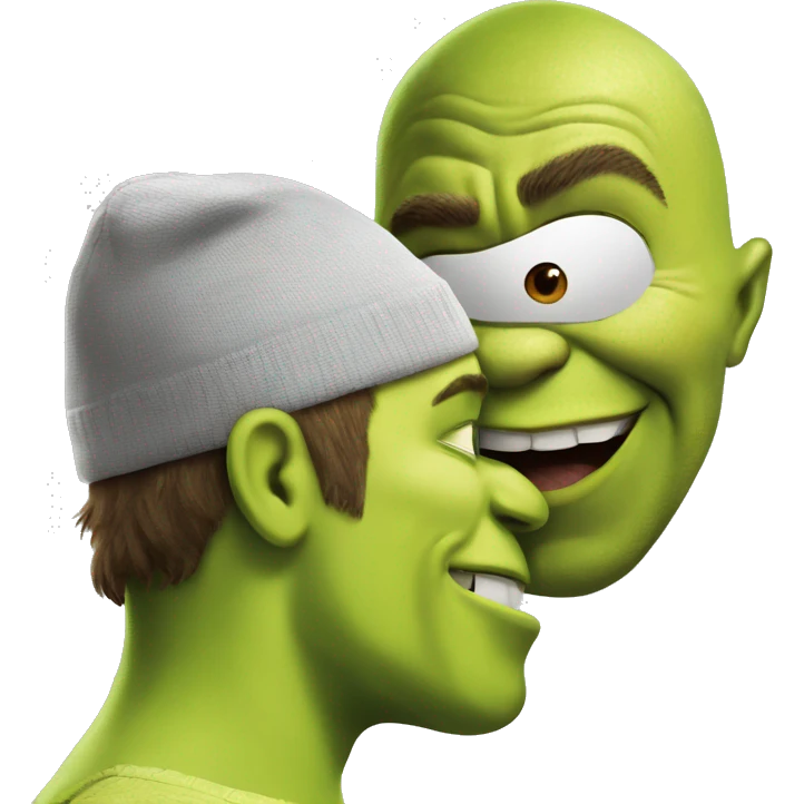 create an emoji of shrek kissing spiderman emoji