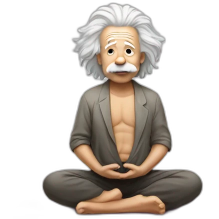 Einstein sitting in yoga position emoji