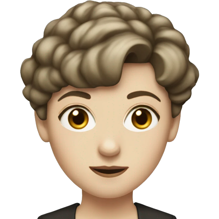 White woman with short brown hair peaky blinder emoji