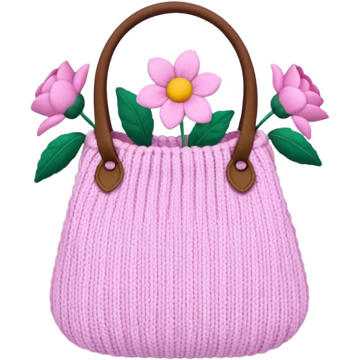 knitted bag pink flowers emoji