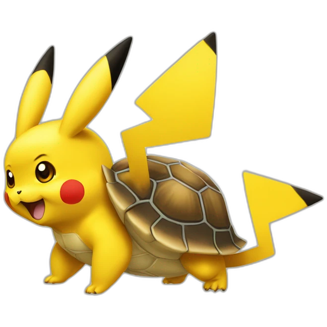 Pikachu sur une tortue qui vole emoji