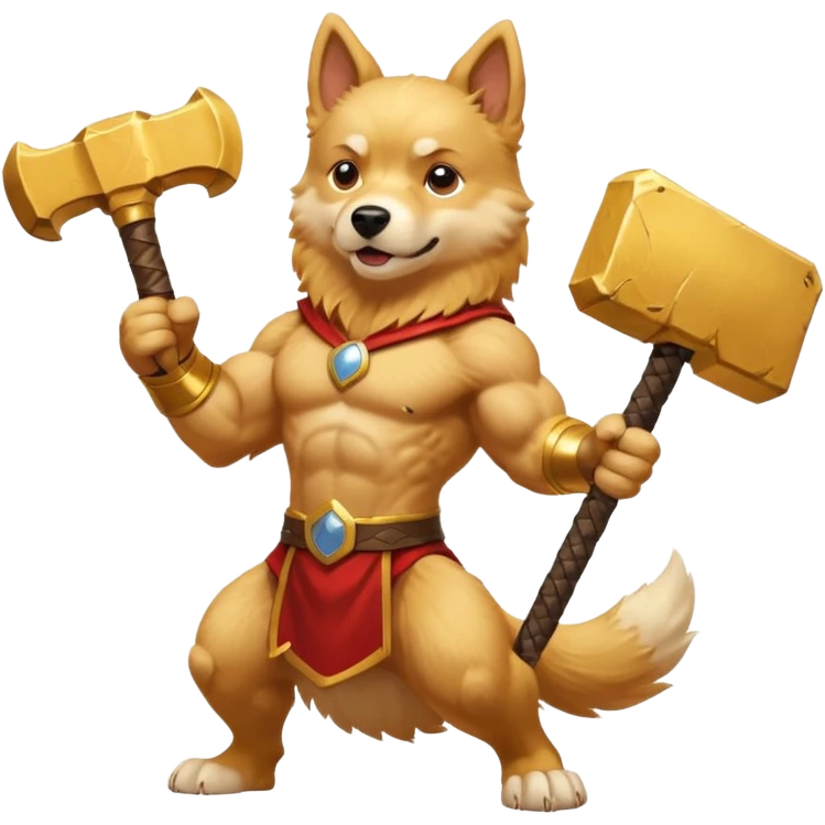 dog thor has mjolnir. dynamic pose emoji