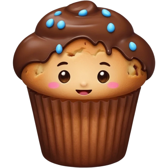 A cute little muffin with a cute face emoji