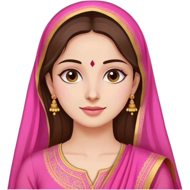 cute women in pink kurti dupatta emoji
