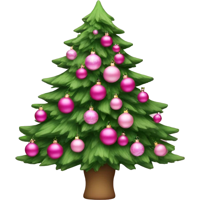 Christmas tree with multiple sized pink ornaments emoji