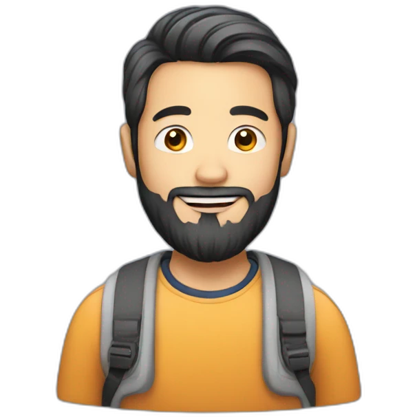 A bearded Asian man with laptop emoji