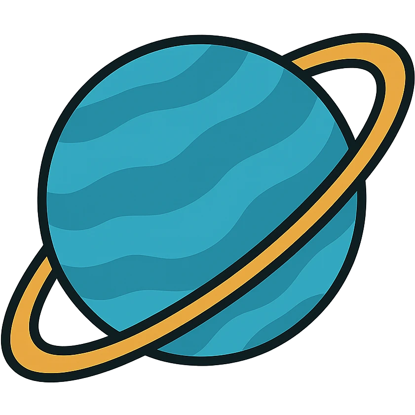 the planet Uranus with its rings, detailed, visually clear, no text, icon style emoji