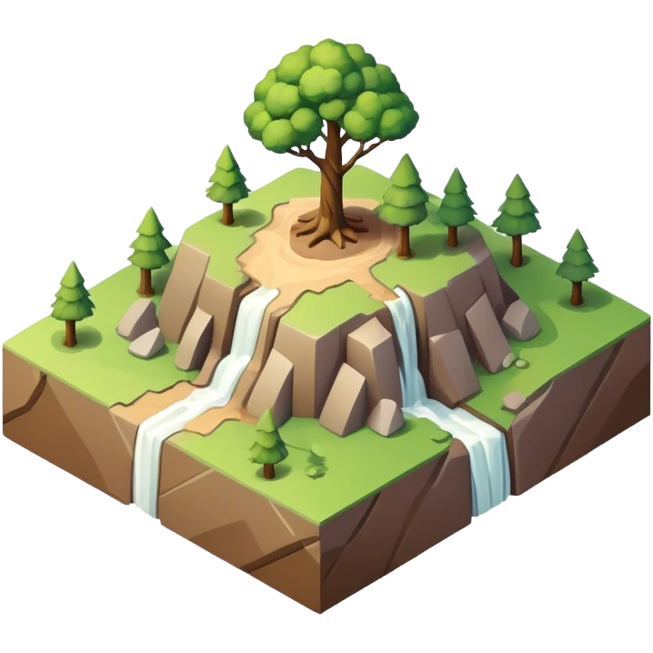 isometric rugged terrain small simple tree emoji