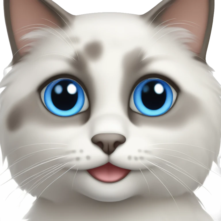 shorthaired blue eyed ragdoll cat smiling emoji