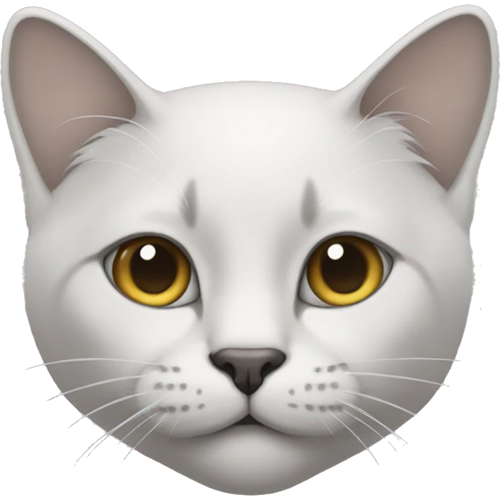 cat whose nose and the middle of its face are white and the rest of it is gray emoji