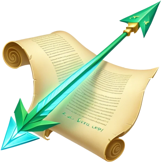 A magical scroll with glowing edges, partially unfurled, has a big green arrow pointing upwards with the words "level up"
Sparkles or light effects around the edges
Color scheme: Parchment yellow with ethereal blue glow emoji