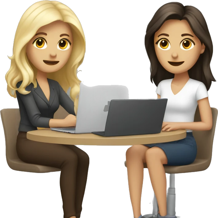 Two brunettes and a blonde working on laptops emoji