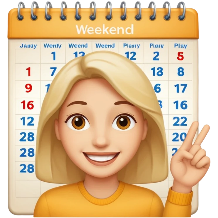 smiling face with a calendar, weekend plans theme emoji