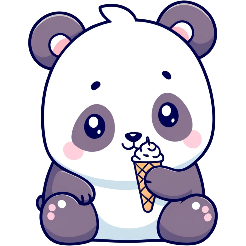 Panda eating ice cream emoji