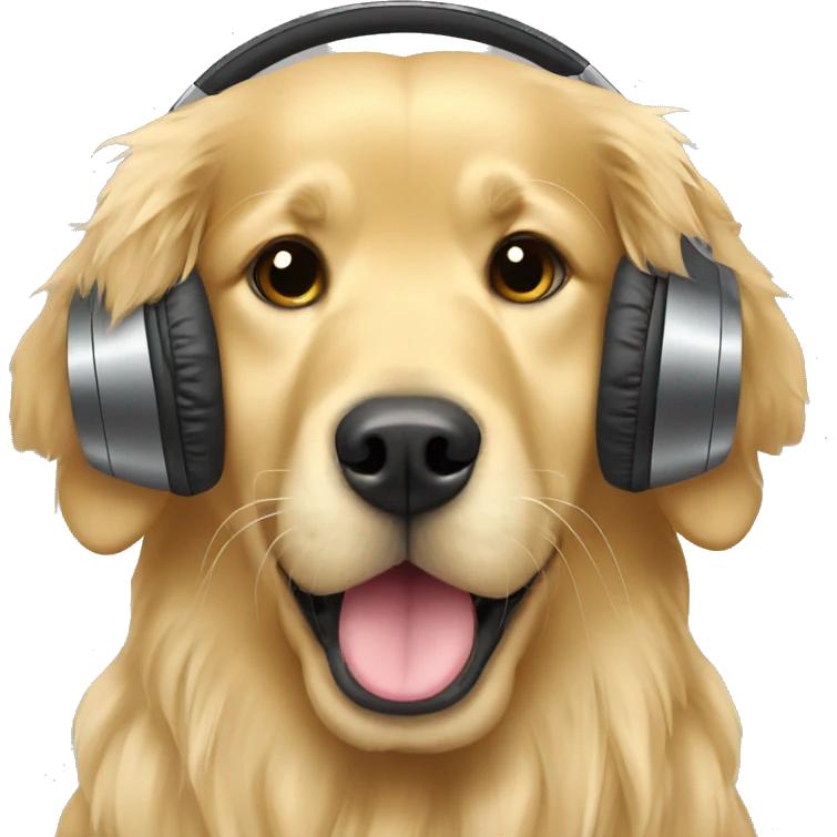 Golden retriever headphones  emoji