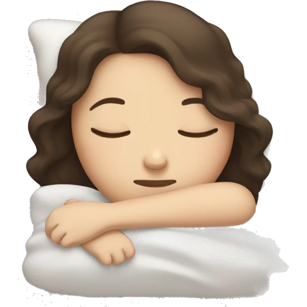 White girl with dark brown hair sleeping emoji