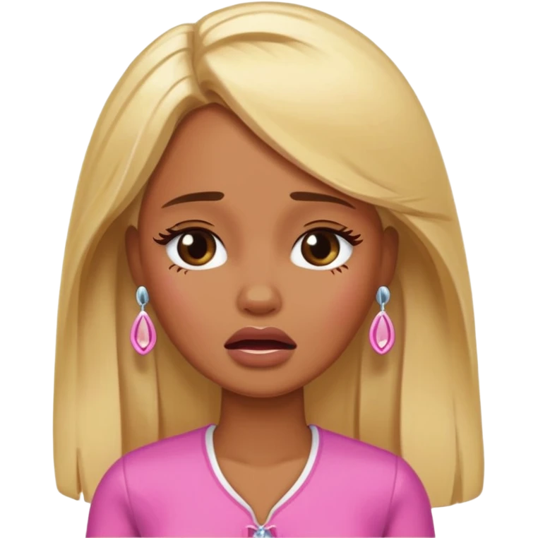 brown skin blonde barbie crying emoji