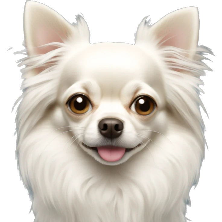 Cute white long haired chihuahua face emoji