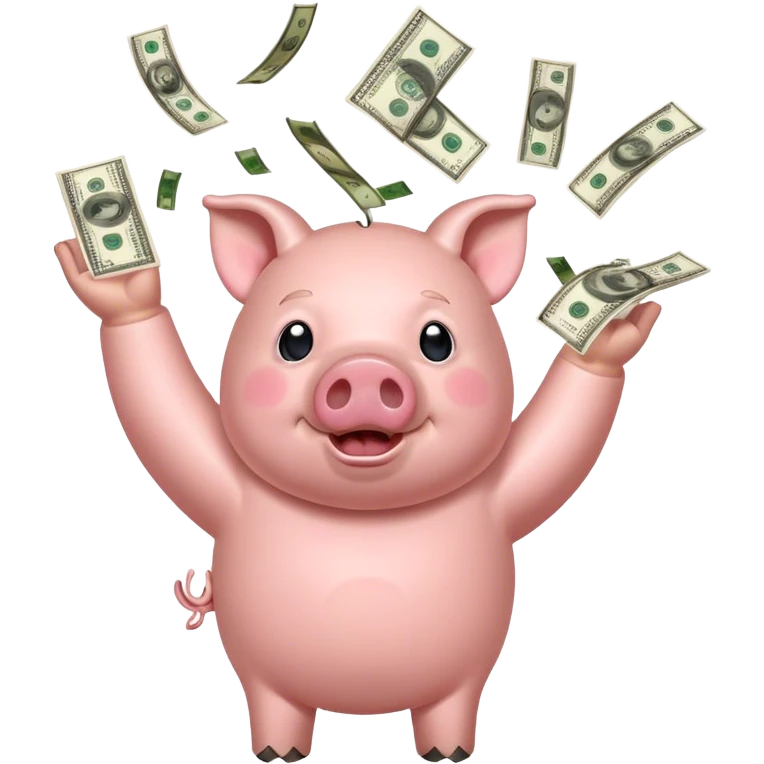 pig throwing money over his head emoji