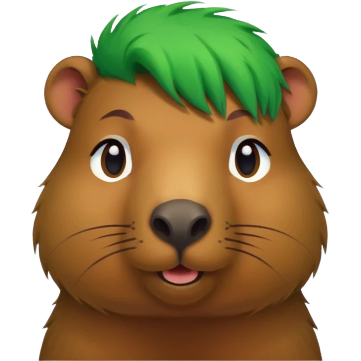 Capybara with green hair emoji