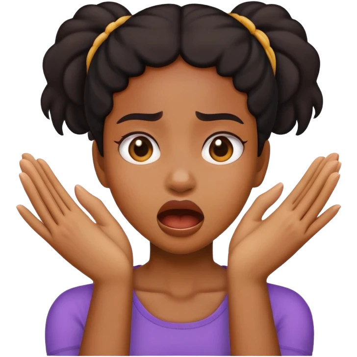 Black girl emoji choking itself with hands emoji