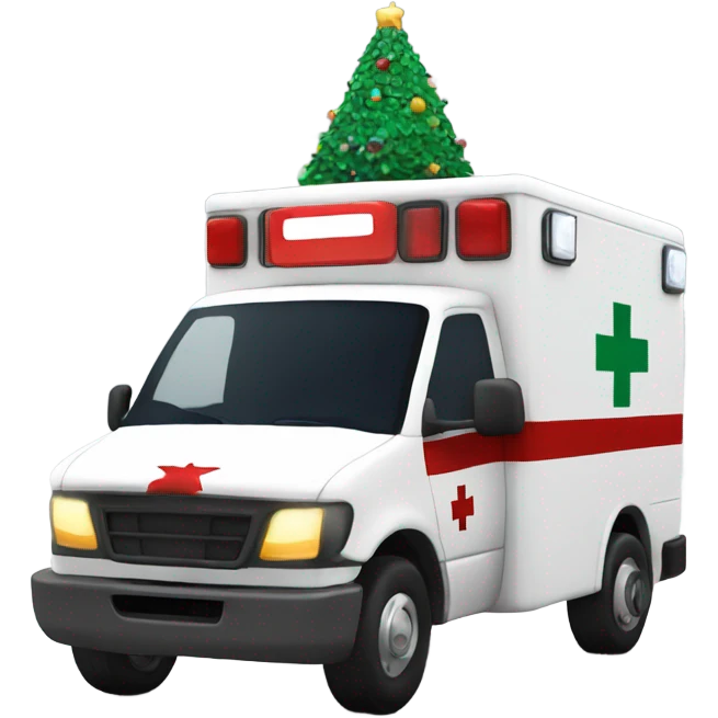 Ambulance with a christmas hat emoji