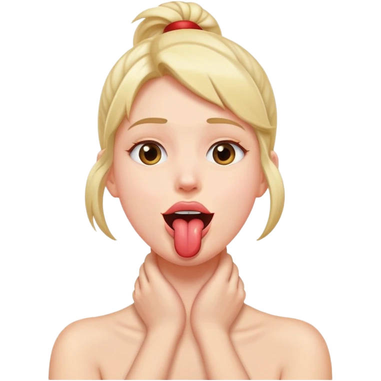  hands on neck with tongue out emoji