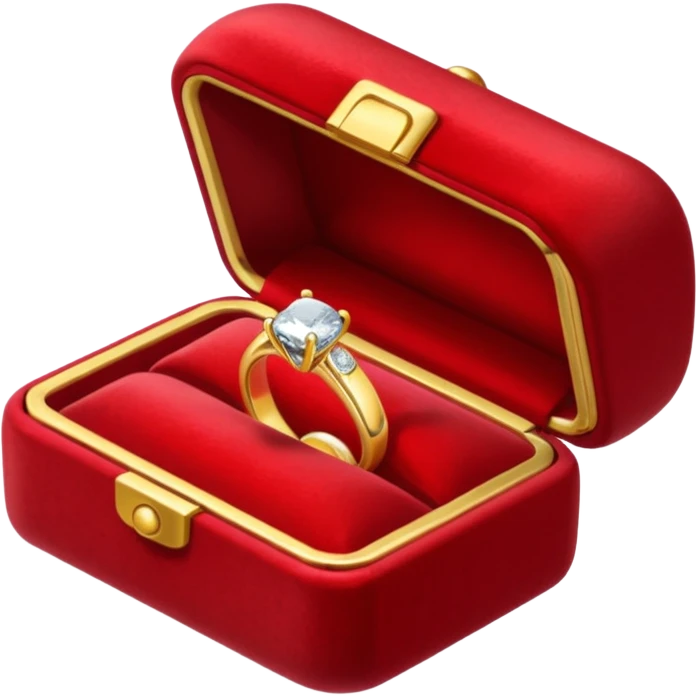 Gold wedding ring with diamond in red box emoji