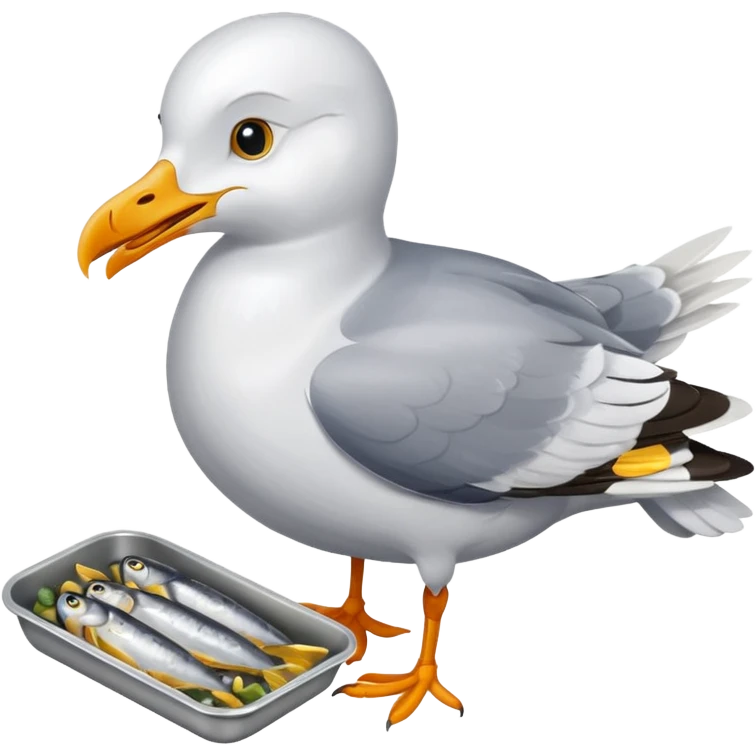 Seagull eating sardines emoji