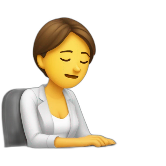 Mujer durmiendo con la boca abierta y la cara hacia arriba en un escritorio emoji