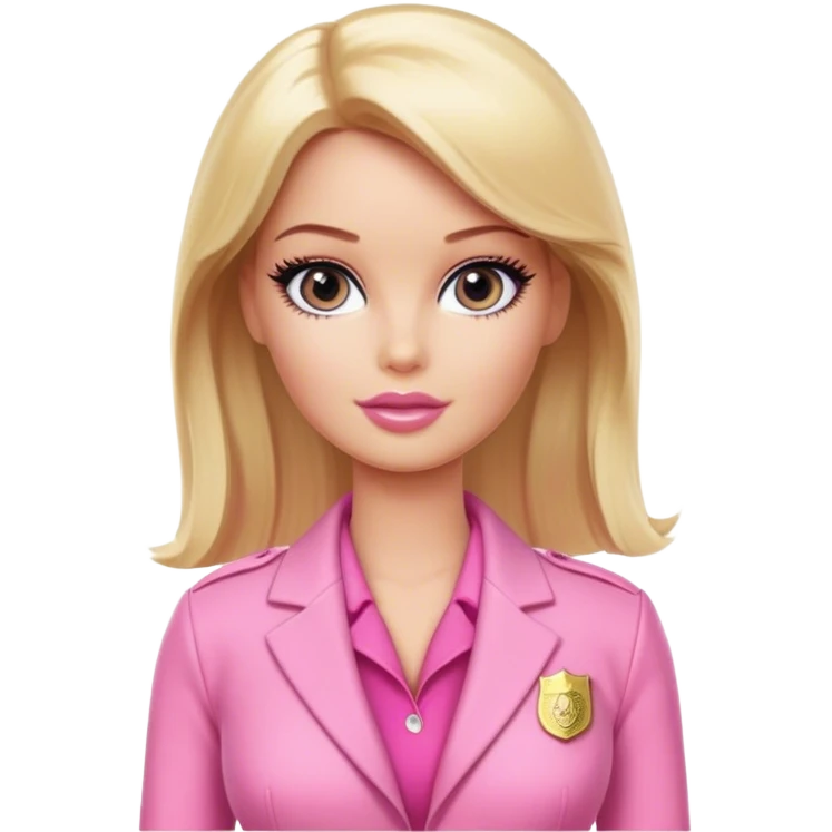 Blonde Barbie, pink outfit, FBI agent  emoji