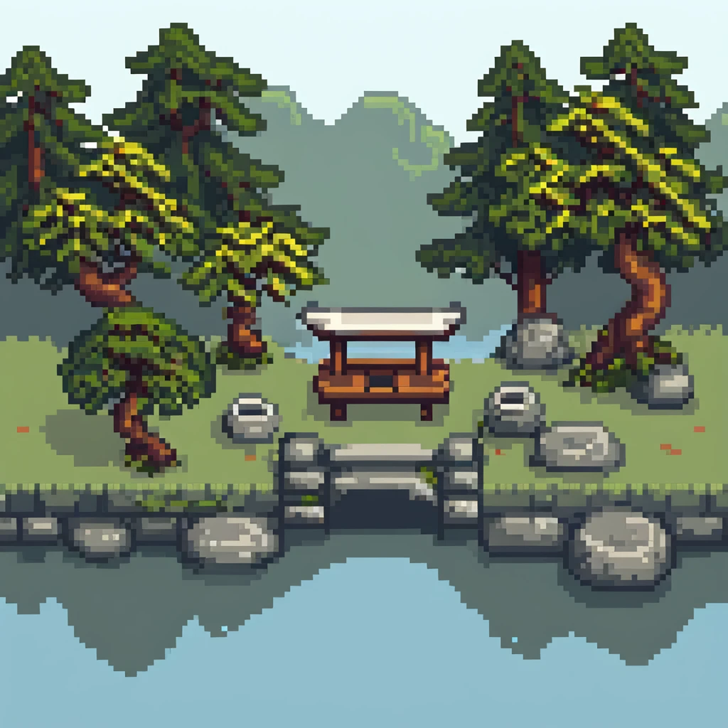 japanese garden background with cherry blossoms for ninja game emoji
