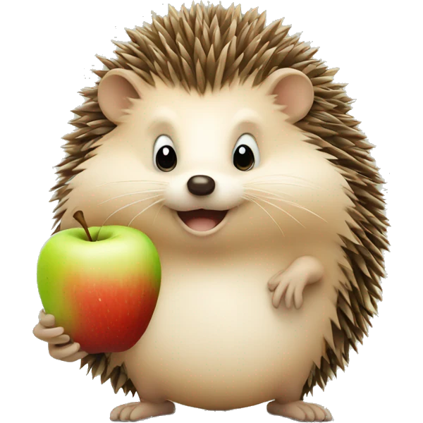 hedgehog with an apple emoji