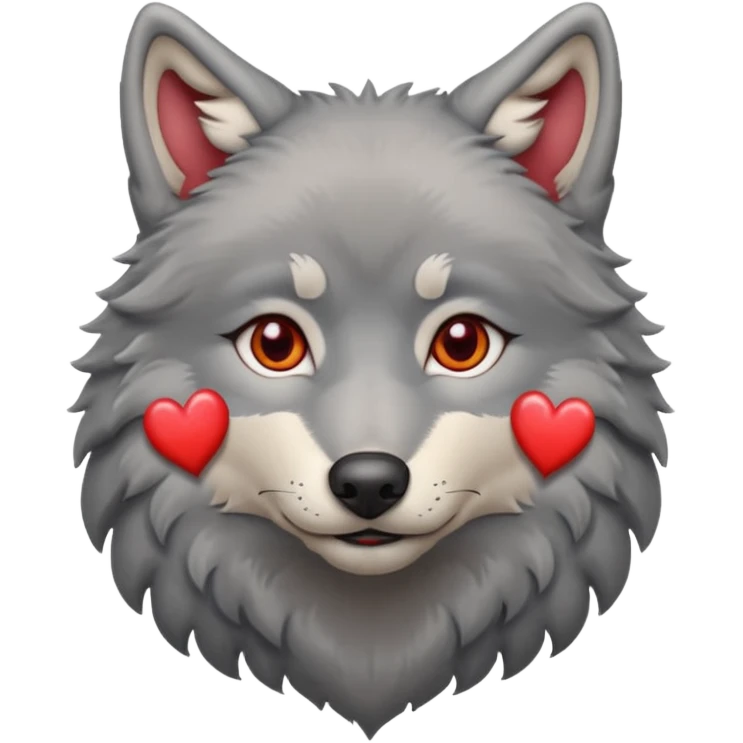 wolf with hearts in its eyes emoji