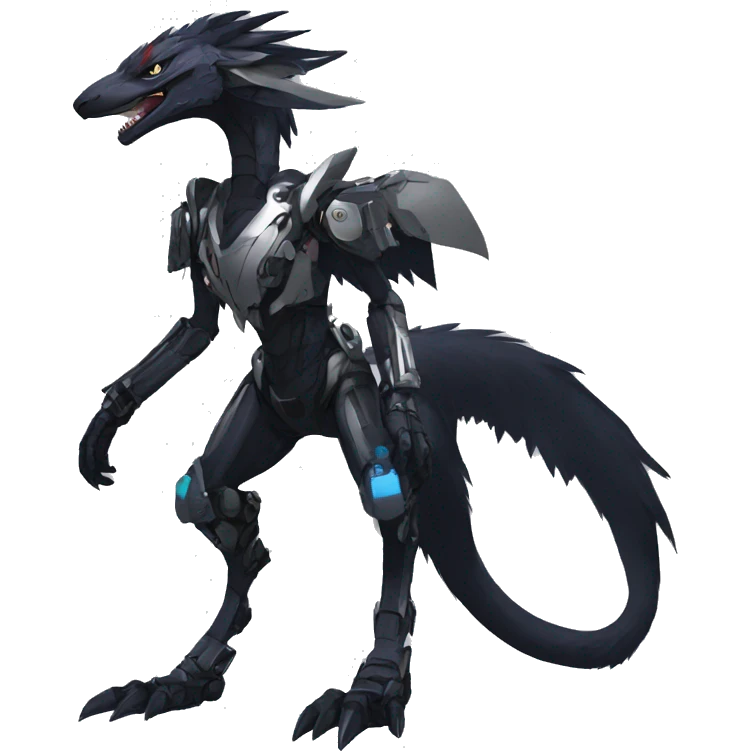 Full body Edgy Anthro Futuristic Mechanical Sergal-raptor-nargacuga-vernid emoji