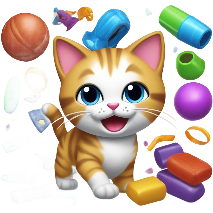 Cat playing with toys  emoji