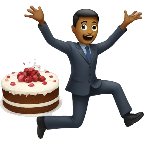 person tripping while holding a cake with their hands emoji