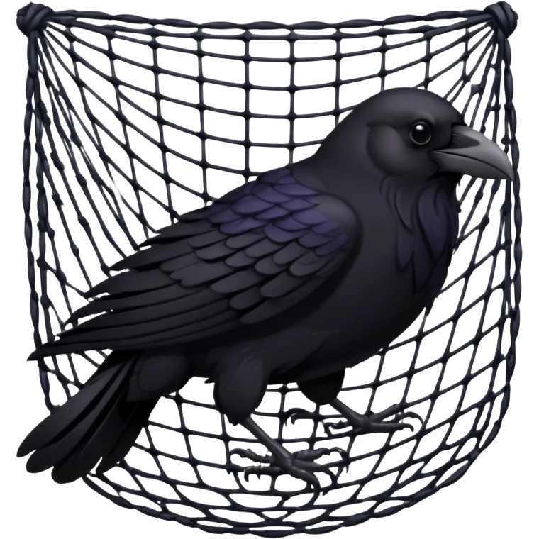 A raven getting caught by a net emoji