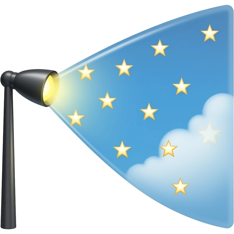 Slack emoji, cartoon style, Australian map or Southern Cross stars projected as a bat-signal beacon into the sky, comic style, dark background, high contrast, bold outlines emoji