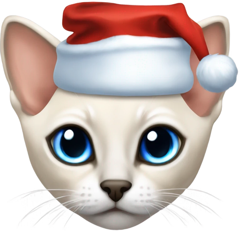 Flampoint Siamese with blue eyes and a Santa hat on emoji