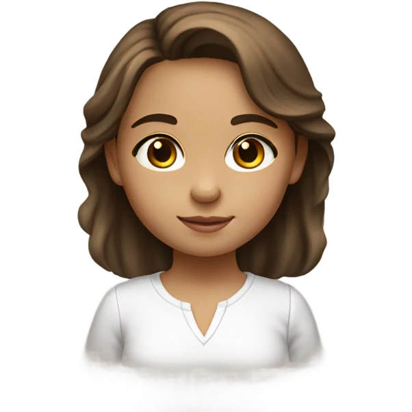 little kid girl with brown hair, brown eyes, light skin, writing a book emoji