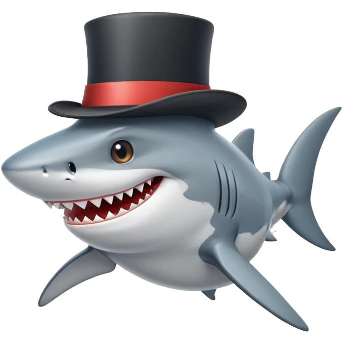 Shark with a top hat emoji