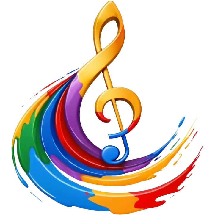 Abstract swirl combining a paint stroke, music note, and stage curtain – symbol of diverse artistic expression emoji