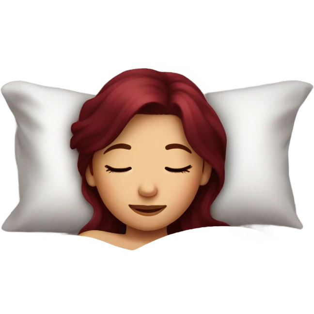 Burgundy haired girl sleeping in bed emoji